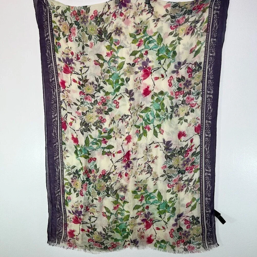 M & S Scarf Wrap Women's Floral Vines Lightweight Sheer Rectangle Coverup Beachy